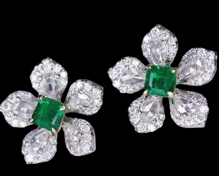 Emerald Elegance: Radiant Diamond Earrings