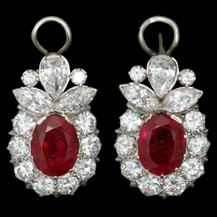 Diamond Earrings with Ruby Elegance